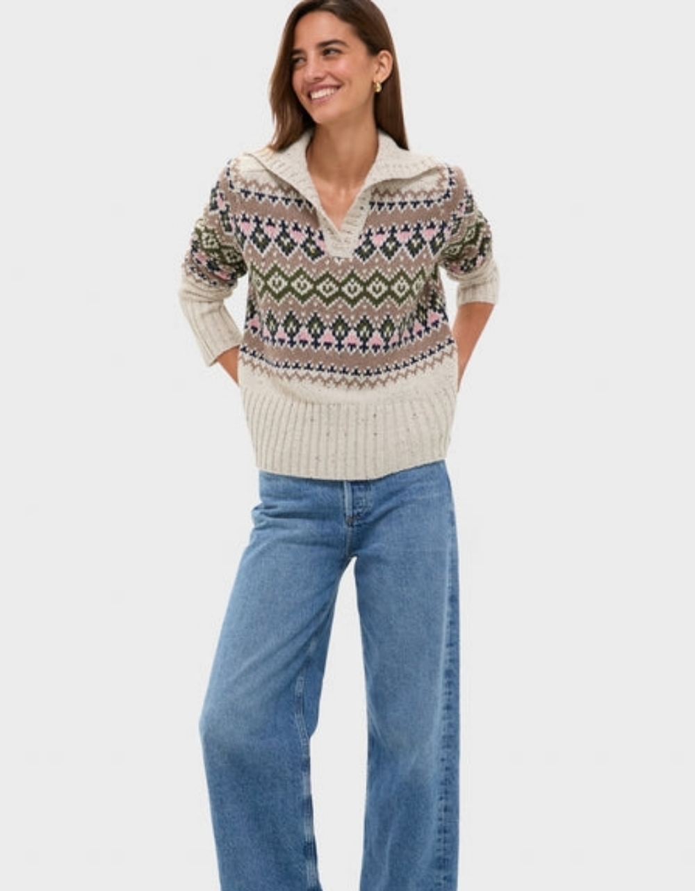 Hyacinth House Eggshell Fair Isle Edna Sweater
